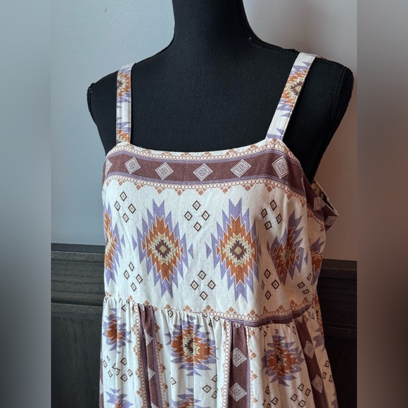 Sonoma Geometric Southwestern Print linen blend Midi Dress Large - Picture 5 of 10